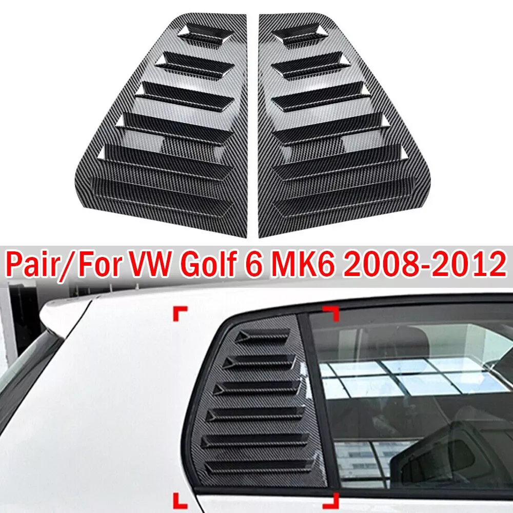 

Автомобильные задние жалюзи для VW Golf 6 MK6 2008-2012, боковая крышка затвора, отделка, наклейка, решетка на вентиляционное отверстие, черные аксессуары из АБС-углеродного волокна