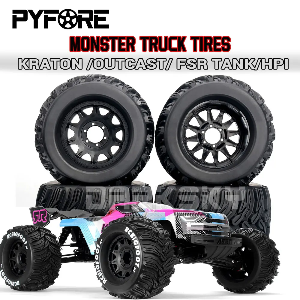 PYFORE 4 pièces pneus 1/8 pneus de camion monstre télécommandés pour KRATON/OutCAST/FSR TANK/HPI modèle de voiture