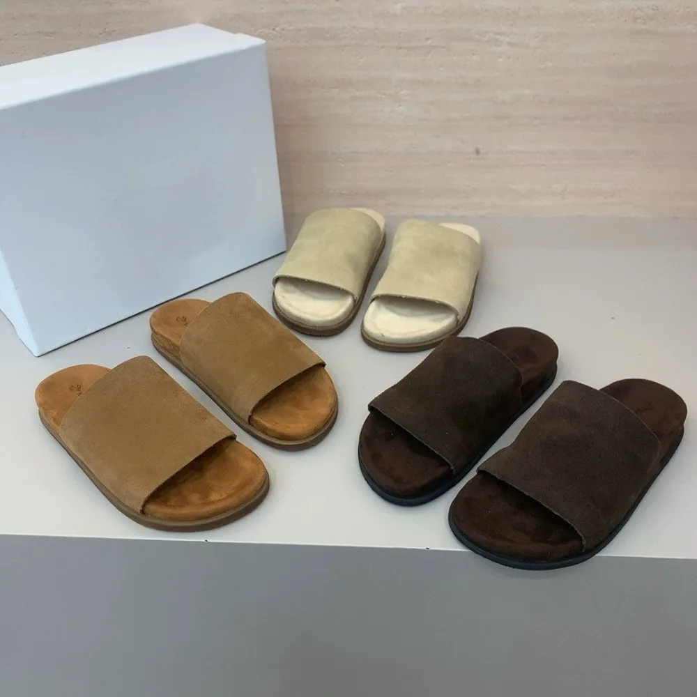 

Premium Suede Minimalist Flip-Flops Calf Leather Lightweight & Cushioned Rubber Sole Women Slipper