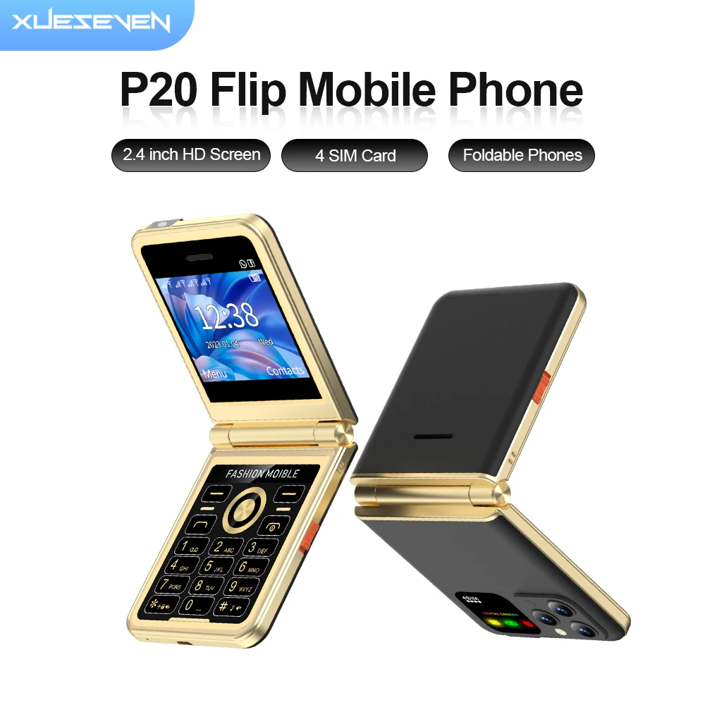 XUESEVEN Classic Flip Mobile Phone 4 Nano SIM Card Magic Voice 1200mAh Battery Torch Button FM Radio Fashionable Clamshell Phone