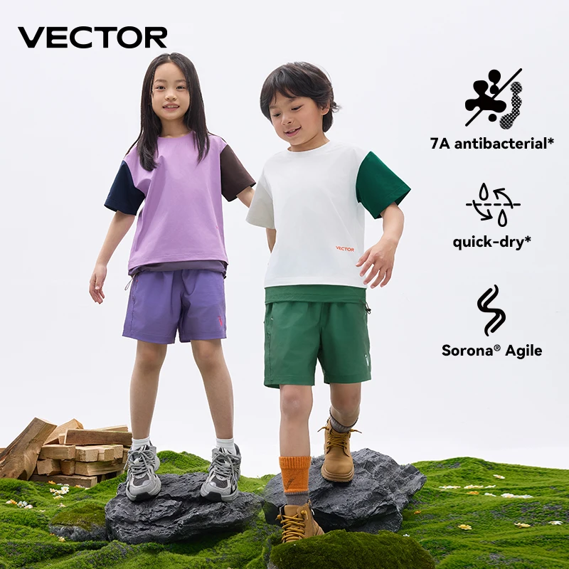 

VECTOR Children Summer Sweat Absorption Quick Drying Short Sleeve T-shirt Skin Friendly Sunscreen Fishing Hiking Surf Shirts