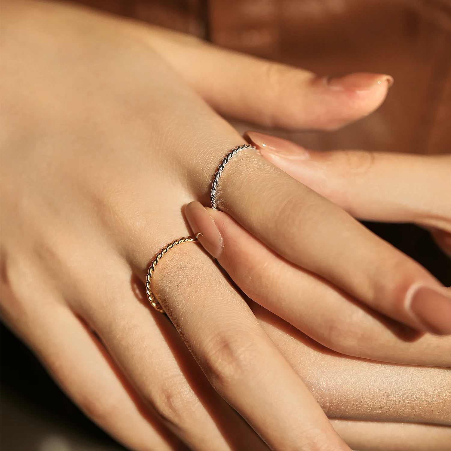 Women's 925 Sterling Silver Minimalist Twisted Stackable Ring