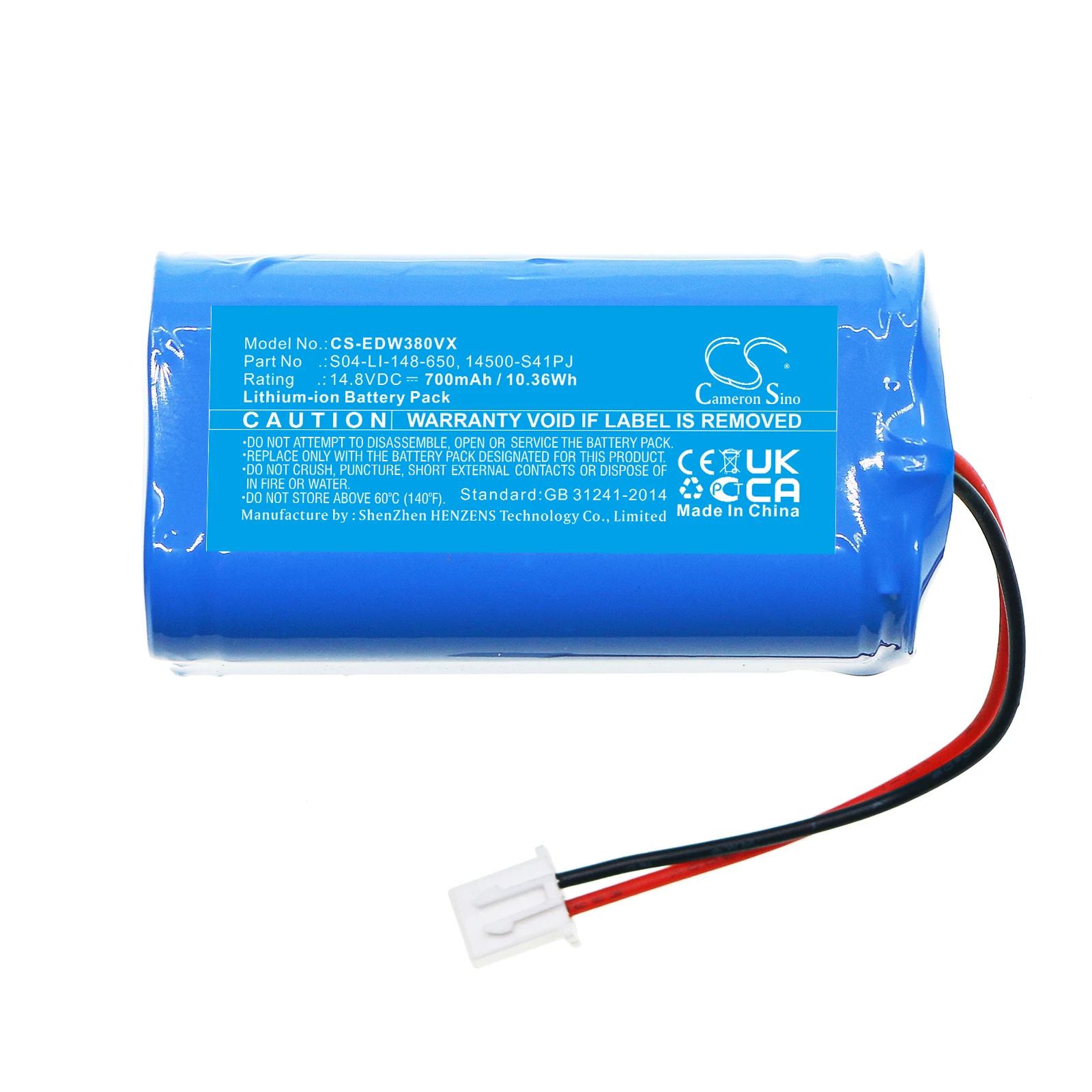 

GreenBatteryPower CameronSino 700mAh 14.8V 10.36Wh Vacuum Li-ion Battery for Ecovacs Winbot W830, S04-LI-148-650 , 14500-S41PJ