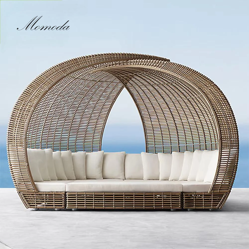 

All-Weather Outdoor PE Rattan Large Sun Spa Canopy Stylish Daybed Patio Garden Wicker Lounge Hotels Pool Fashionable Sun Lounger