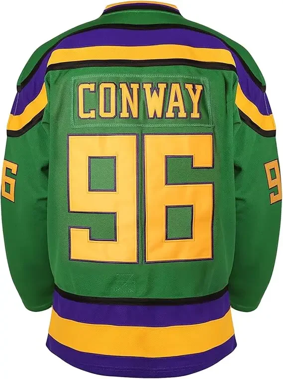 The Green Hockey Jersey 96# Conway Movie Ice Hockey Jersey Name Number All Stitched