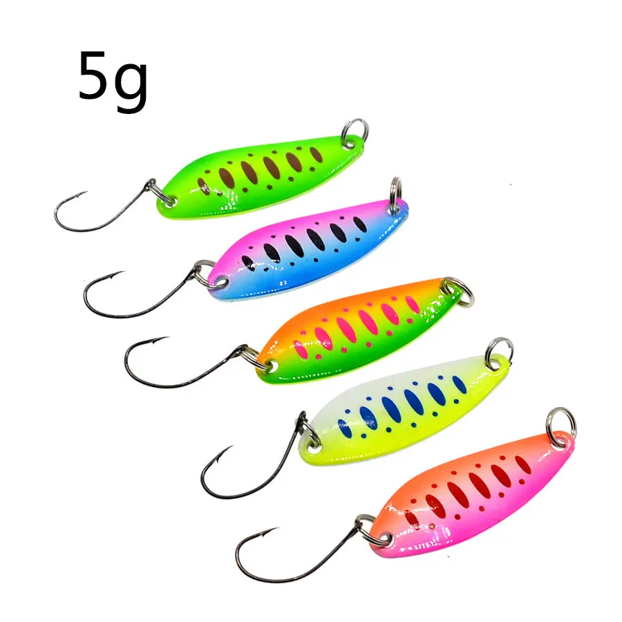 JYJ 5pcs a bag Hard metal fishing spoon bait , 