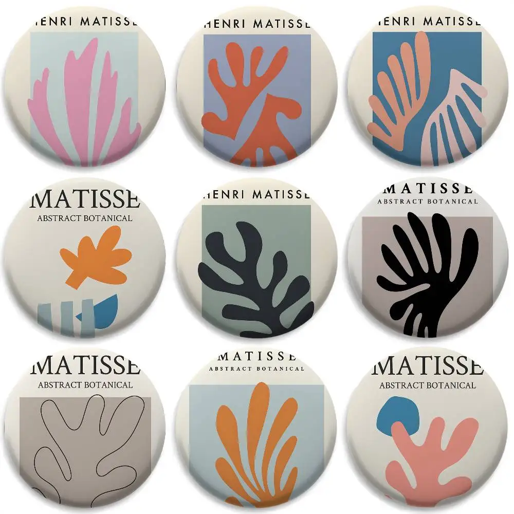 

Henri M-Matisse Nordic Art Badges Round Exquisite Badge Brooches Creative Pins For Clothes Hat Backpack Gift Accessories