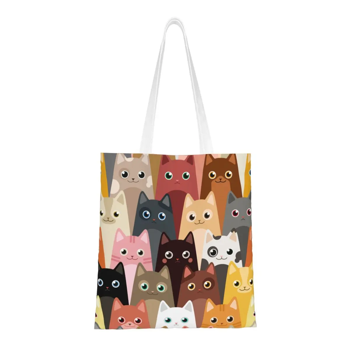 

Cat Canvas Tote Bag Reusable Unique Design Animal Grocery Bags for Women Men