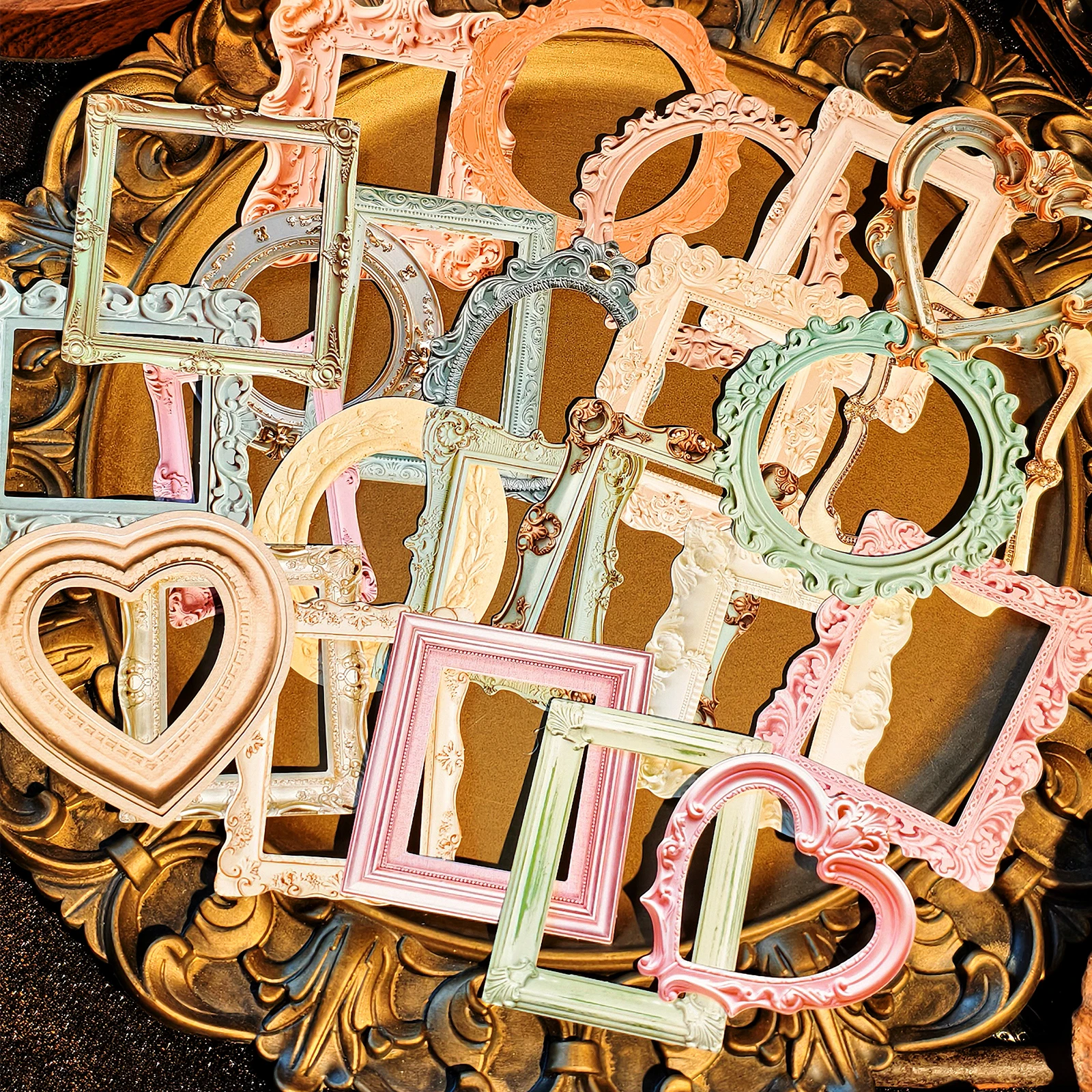 25PCS/Pack Retro Multicolor Frame Stickers Junk Journal Sticker Phone Case Notebook Water Cup DIY Stickers Scrapbooking Supplies