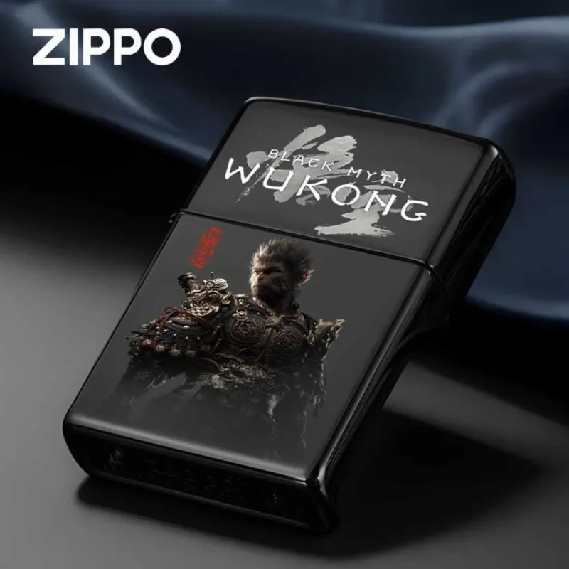 Black Myth Wukong Monkey King Zhu Bajie Pig Monk Genuine Zippo Oil Lighter Copper Windproof  Cigarette Kerosene Lighters Gift