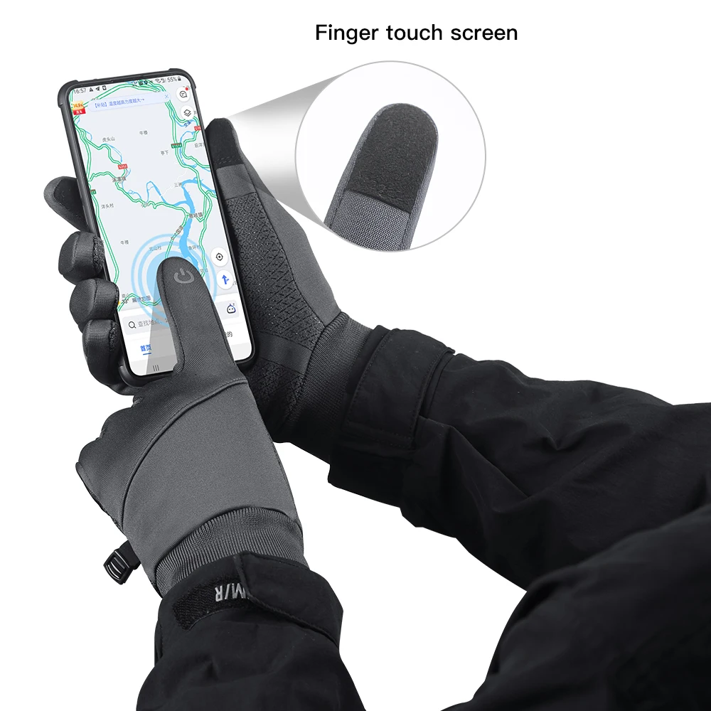 Winter Motorcycle Riding Thermal Cycling Gloves Bicycle Warm Touchscreen Full Finger Gloves Waterproof Outdoor Skiing For Men