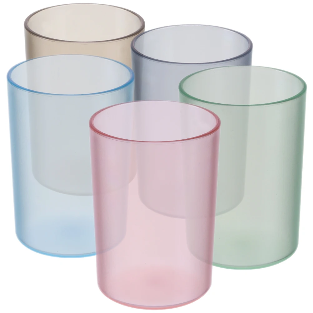 

5pcs Toothbrush Cups Brushing Plastic Tumbler Holders Travel Bathroom Mouthwash Reusable Drinkware Mugs