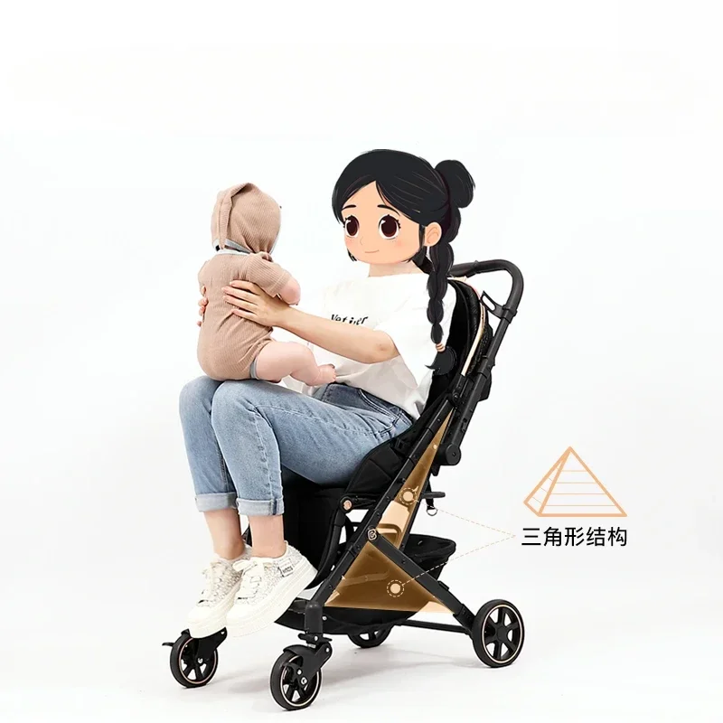 Stroller Two-way seat and lie down Lightweight folding High landscape newborn stroller