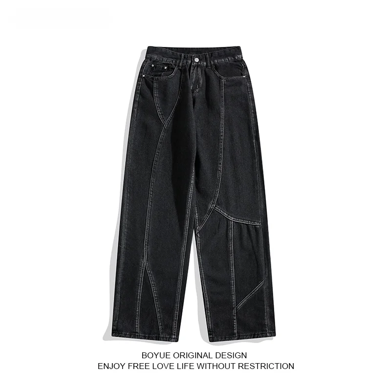 

Джинсы Boyue Design Sense в стиле пэчворк, в стиле ретро, молодежные, стройнящие, мужские брюки, весна-осень, новая модель, повседневная одежда