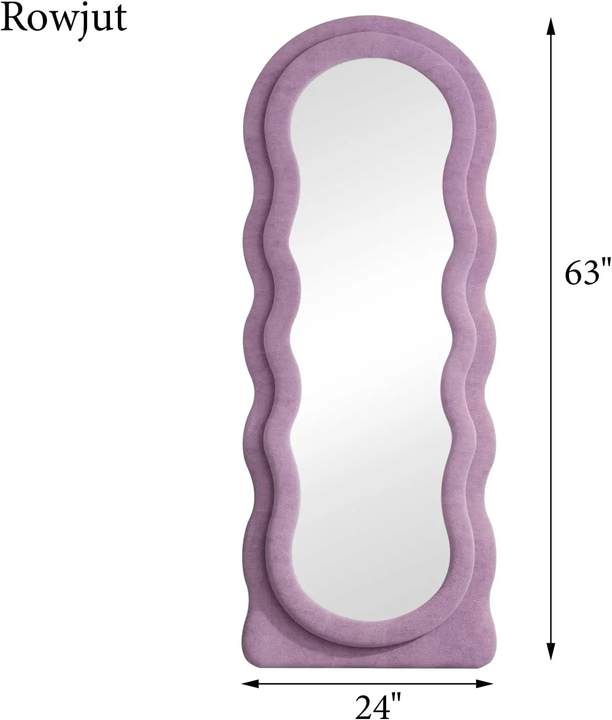 Irregular Wavy Flannel Frame Full Length Floor Mirror Standing Body Mirror For Living Room Bedroom Bathroom view 5