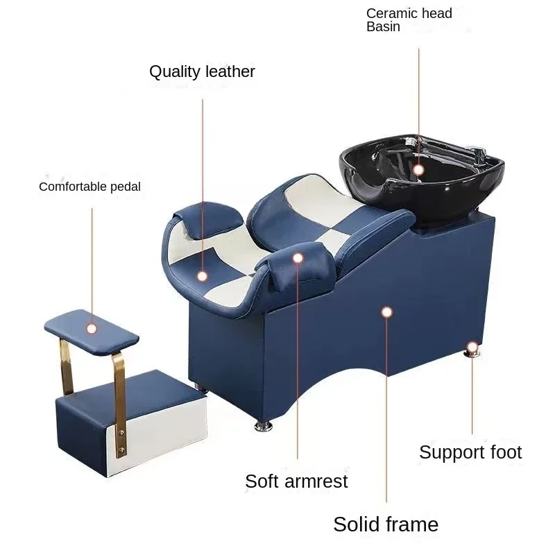 Hair Salon Shampoo Chair Hairdressing Bed Net Red Hair Salon Half Lying Flushing Bed Barber Shop