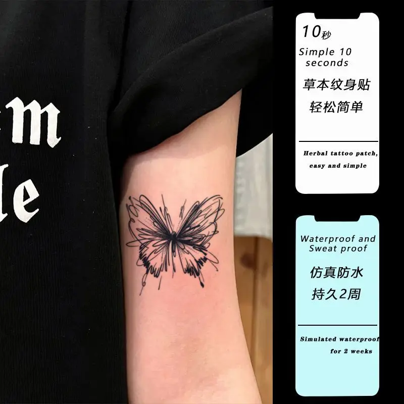 Kräuter Schmetterling Sexy Temporäre Tattoo Aufkleber Tattoo Y2K Kunst Gefälschte Tattoos für Frauen Festival Karneval Tattoo Nette Günstige Waren