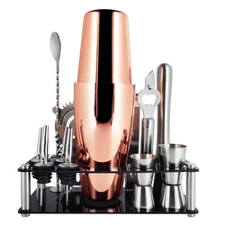 1-14 Pcs/set 600ml 750ml Stainless Steel Cocktail Shaker Mixer Drink Bartender Browser Kit Bars Set Tools With Wine Rack Stand