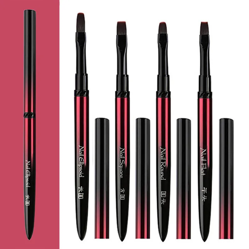 4 نمط أسود أحمر التدرج مقبض مسمار رسم فرش مانيكير خطوط اللوحة الأشعة فوق البنفسجية هلام تمديد منشئ قلم رسم