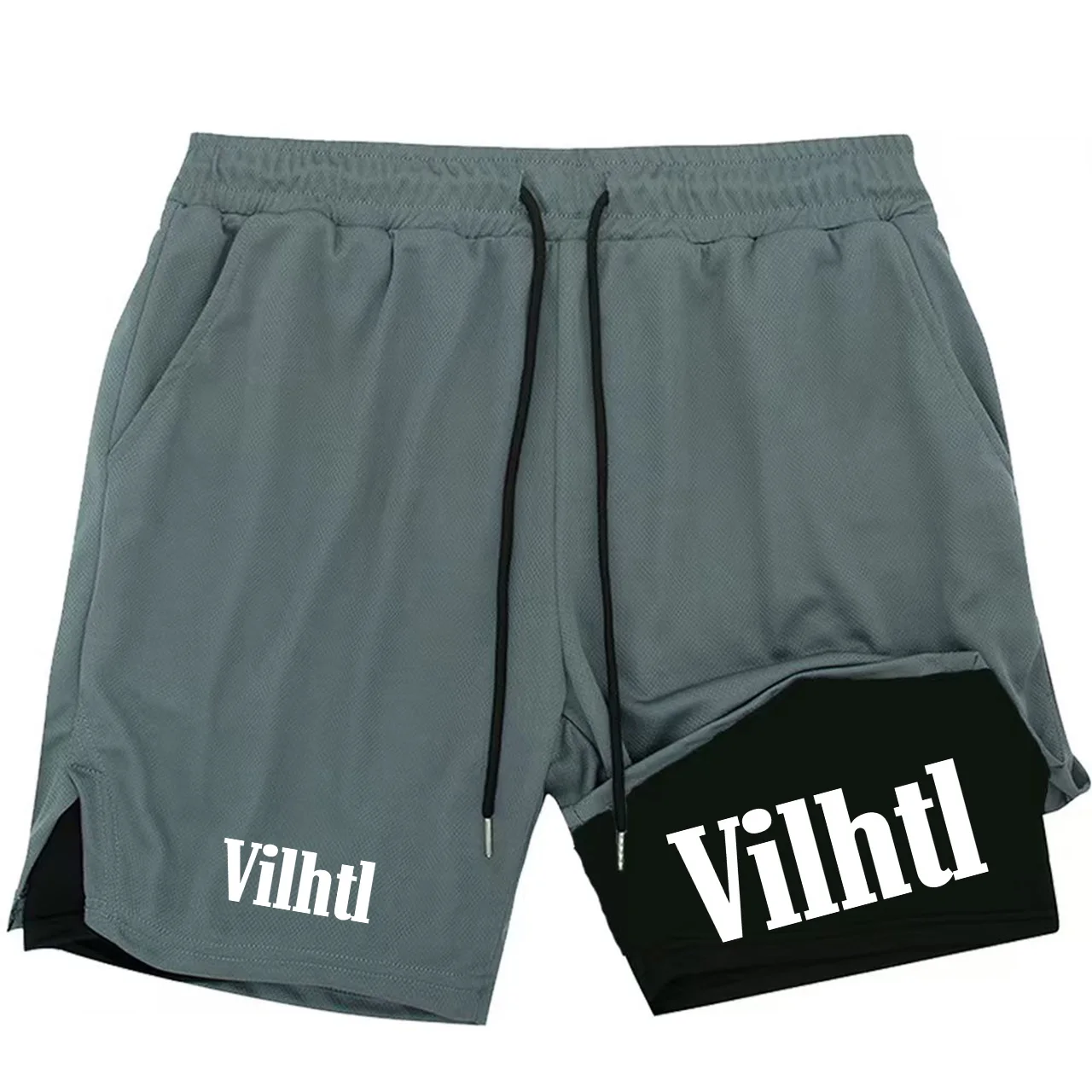 

2026 Printed Men's 2-in-1 Running Shorts Gym Exercise Quick drying Compression Sports Shorts