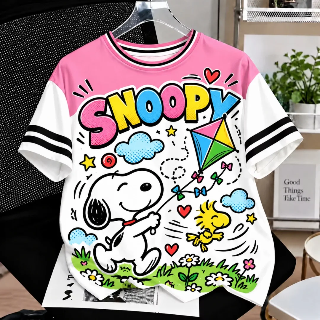 Multi Style Snoopy Peanuts Woodstock Print T-shirt Unisex Summer Cartoon Short Sleeve Graphic Kids Tee Women Y2k t-shirts ﻿