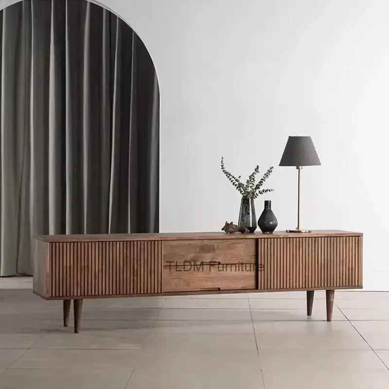 Floor-standing Modern Nordic Minimalist Solid Apartment Wood Storage TV TV Stand Small Living Room Cabinet Furniture TV Stands