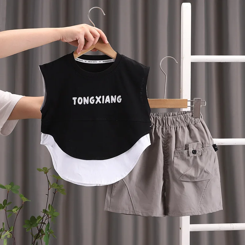 جديد الصيف ملابس الطفل دعوى الأطفال الفتيان عارضة أكمام سترة السراويل 2 قطعة/المجموعة الاطفال ملابس الرضع زي طفل رياضية