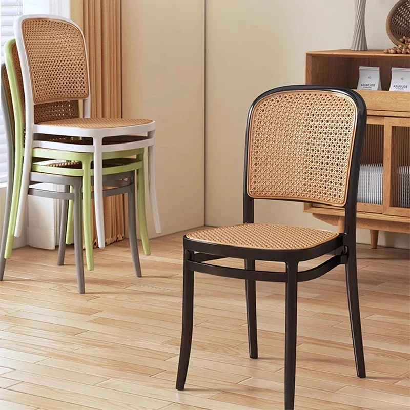 Sillon Makeup Dining Chair Italian Style Luxury Black Rattan Mobile Dining Chairs Cushions Chairs Comedor Kitchen Furnitures image 2