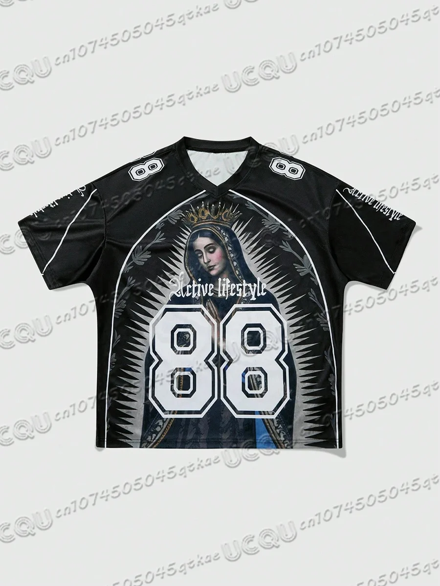 

Positive Lifestyle Madonna 88 Men'S And Women'S Jerseys T-Shirt Retro Printed Short Sleeved Loose Casual Hip-Hop Style Top