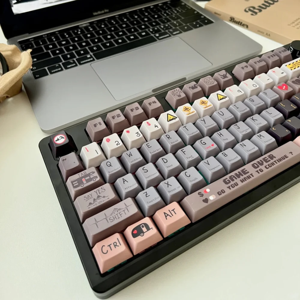 143Keys What Is Love Pbt Five-Sided Sublimation Cherry Keycap Customized Mechanical Keyboard Diy Gray Black Personalized Keycap