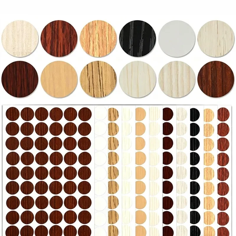 54pcs/Sheet PVC Round Stickers Self Adhesive Furniture Screw Cap Cover Stickers For Wood Craft Desk Cabinet Decorative Decals