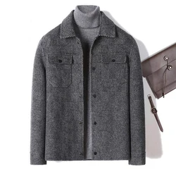 Double Sided Cashmere Jacket Man Sheep Suit Mens Casual Blazer Fashion Cargo Wool Coat Short Cashmere Jackets For Men Blazer