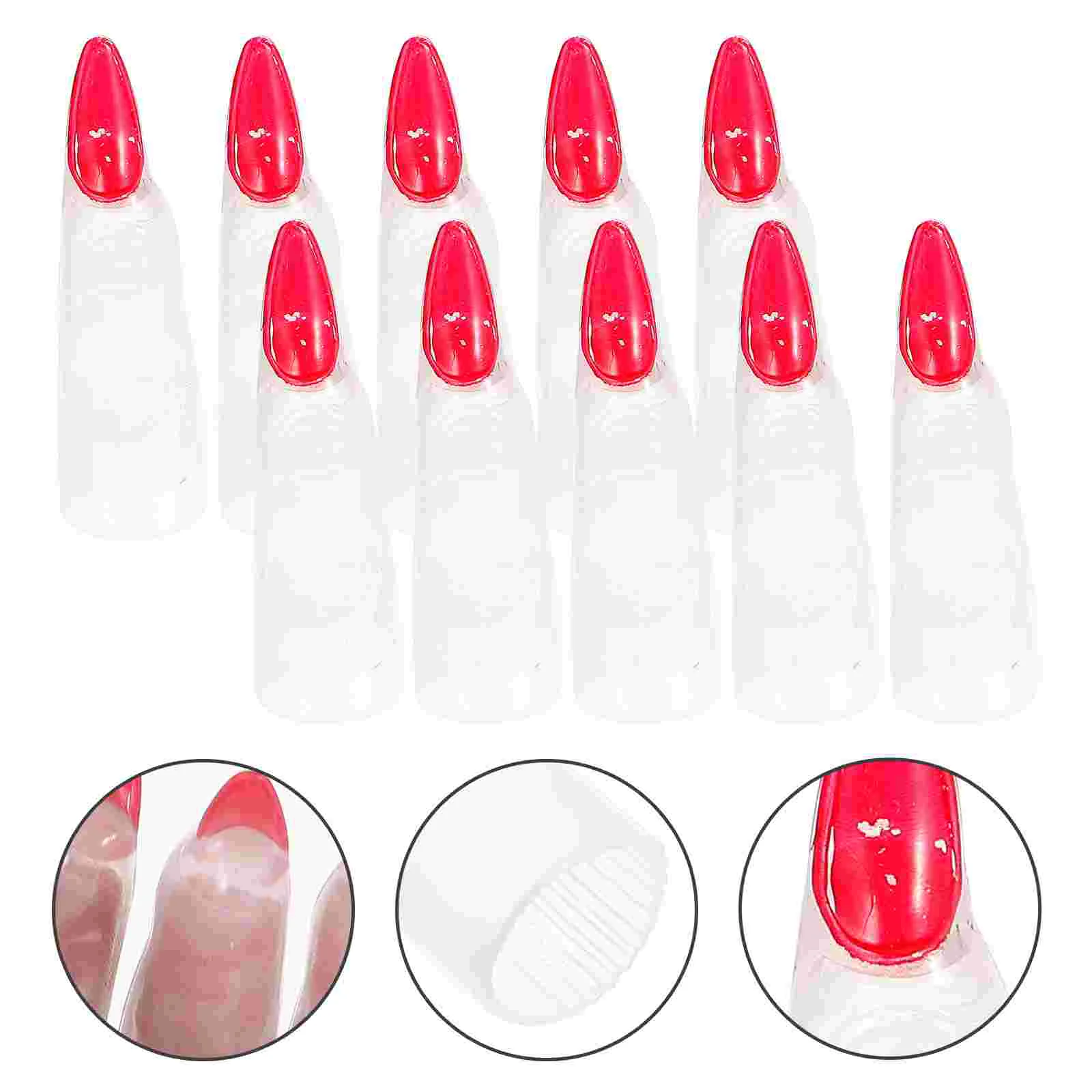 

Ghost Festival Nail Covers Halloween Tricky Makeup Props DIY Fake Finger 10pcs Set (White Luminous) Nails for Witch Fingers Gel