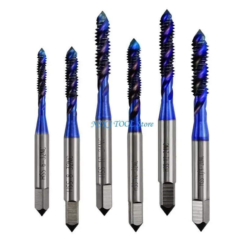 

L8RC 6Pcs Tap Drill Bit Screw Spirals Point Thread High Speed Steel Tap Set Tool
