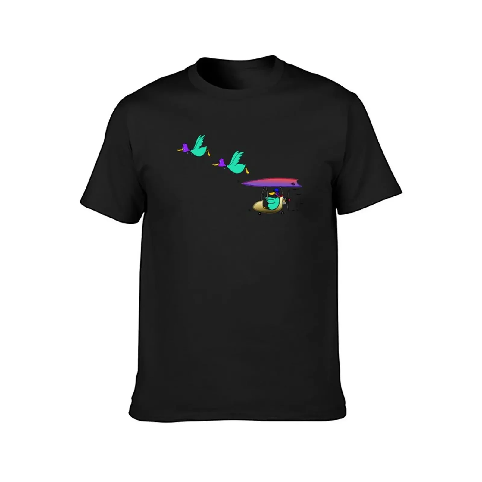 Three Ducks Flying in colour one in a microlight T-Shirt vintage clothes funny gifts t shirt men 100℅ cotton