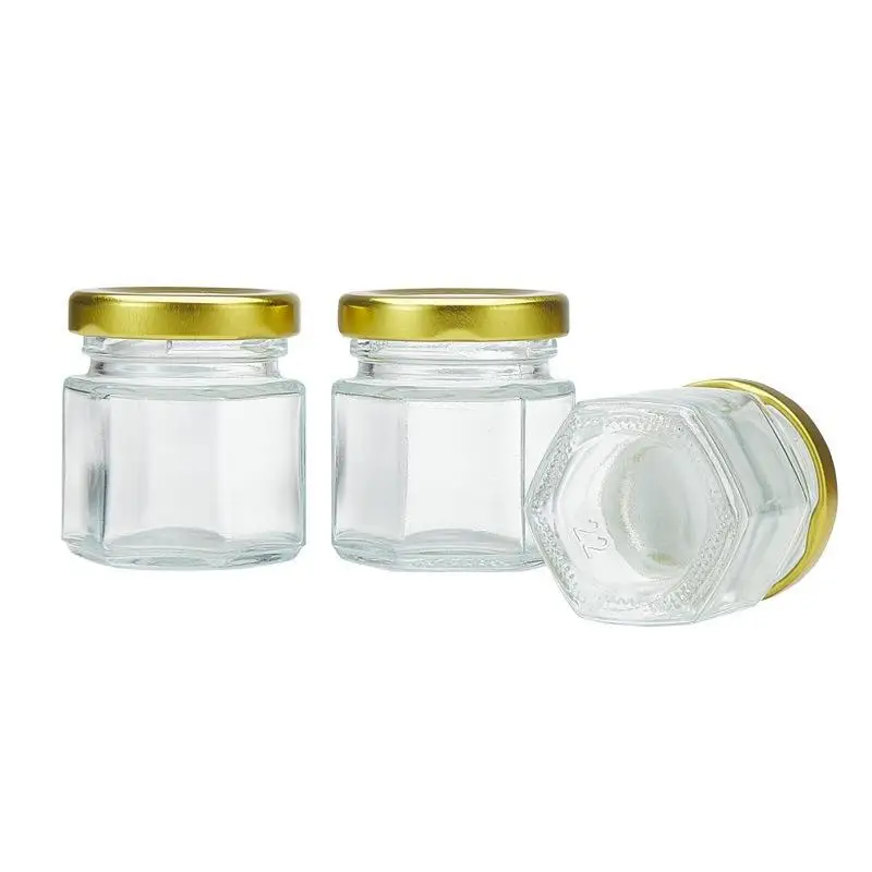 Mini Hexagonal  Jars with  Lids Set for DIY Homemade Honey Spice Jam Storage Wedding Party Favors