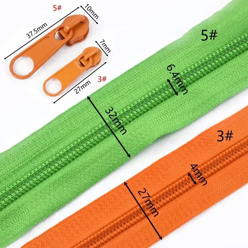 3/5/10M 3 #   5 #   Cerniera in nylon dai metri Cerniere Estrattore Cursori Borsa Vestiti Kit di riparazione chiusura con zip colorata Accessori per cucire