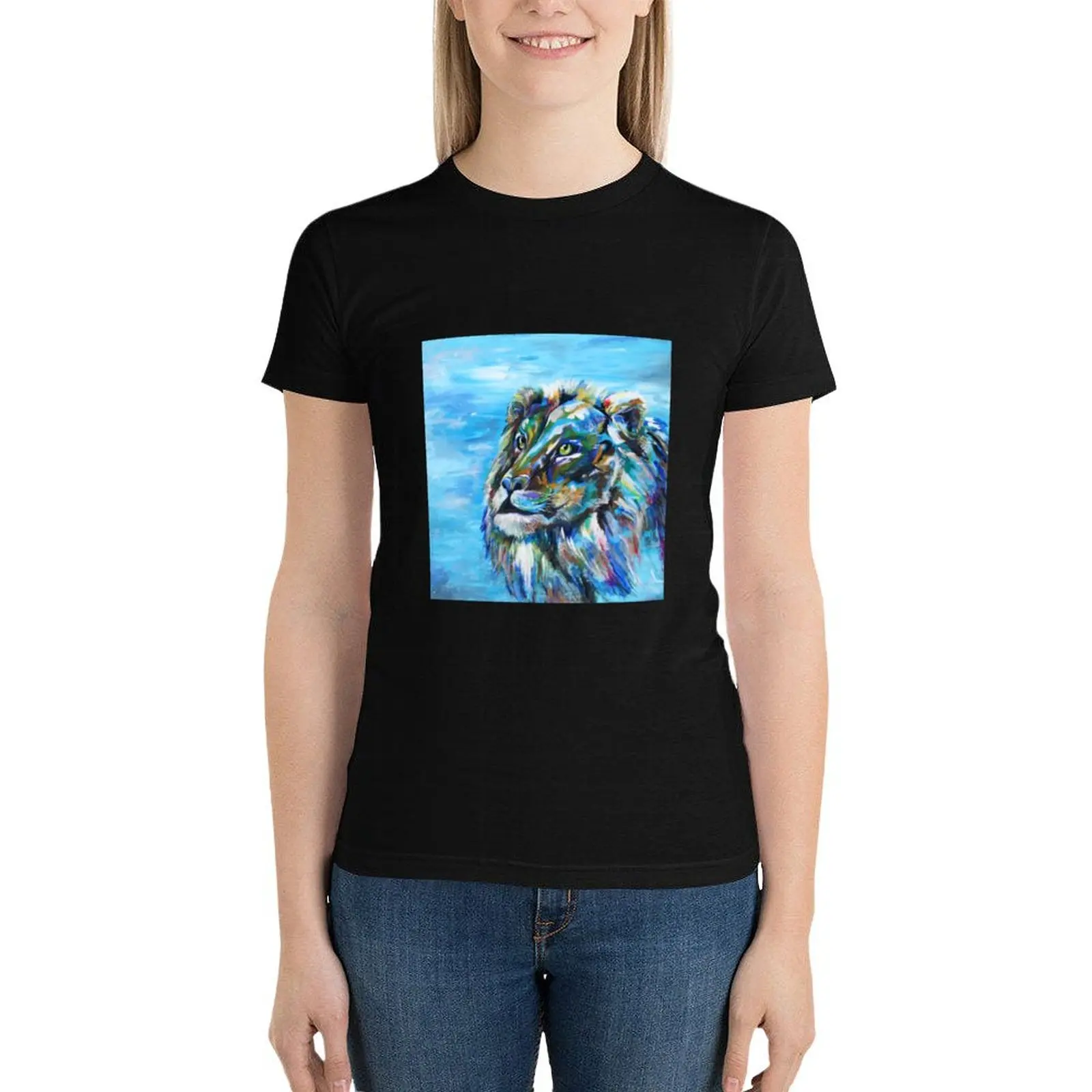 

Blue Lion T-Shirt Short sleeve tee graphics t shirts for Women loose fit