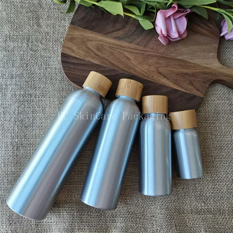 

Wholesale high quality Empty Aluminum Bottles With Aluminum Screw Lid Caps Shampoo And Conditioner Refillable costemic Bottle