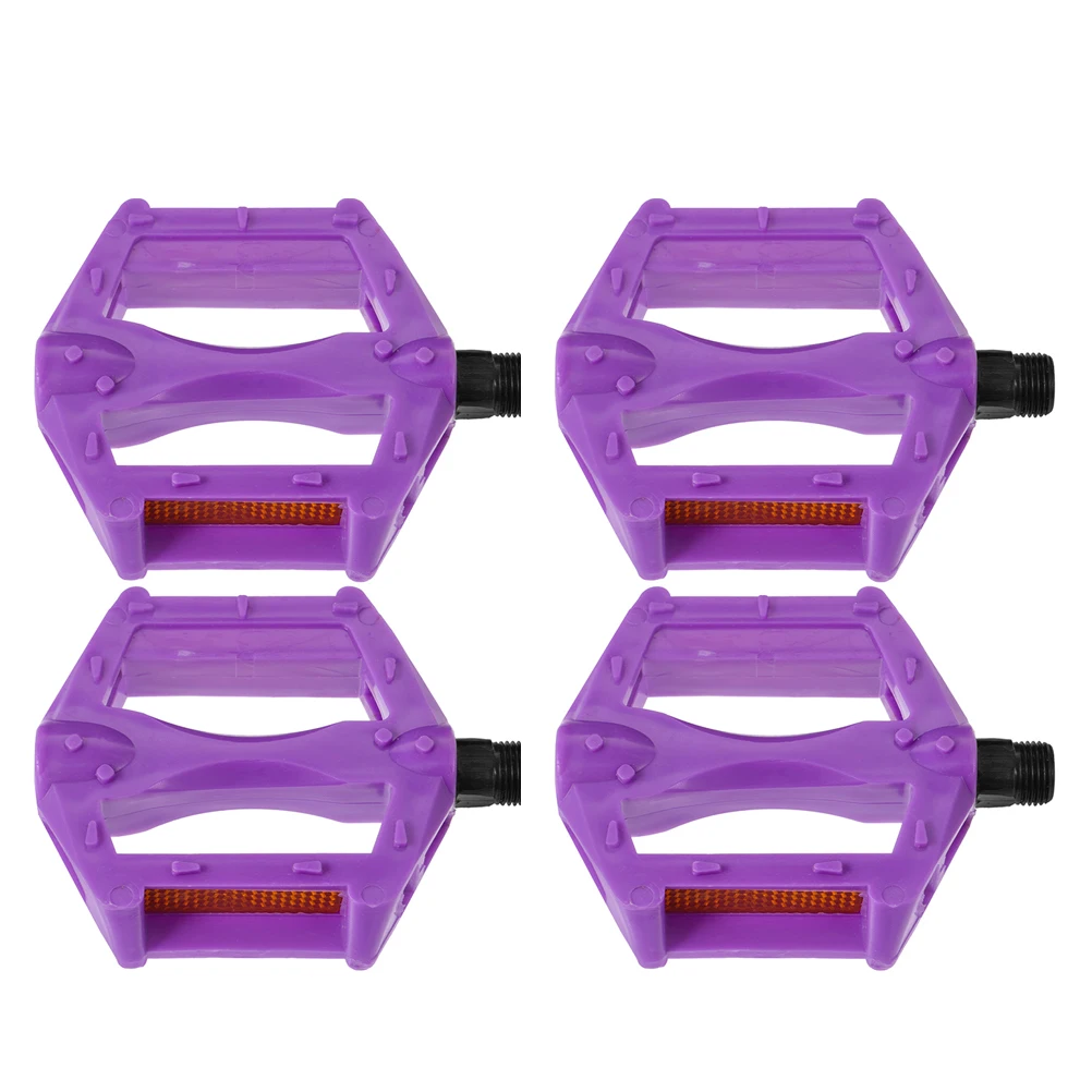 

2 Pairs Purple Bicycle Pedals for Kids Cycling Gear Durable Plastic Mountain Road Bike Flat Pedals Easy Installation Longlasting