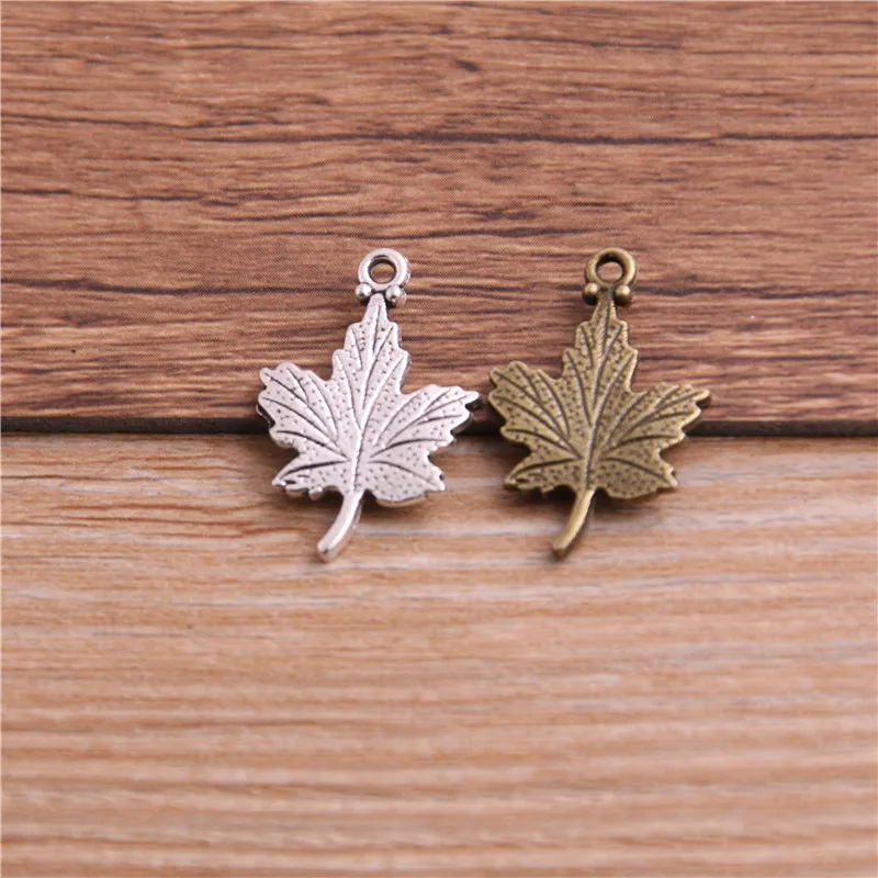 20pcs 15*23mm Antique 3 Color Zinc Alloy Hollow Mini Tree Leaf Charms Fit DIY Jewelry Plant Pendant Necklace Bracelet Making