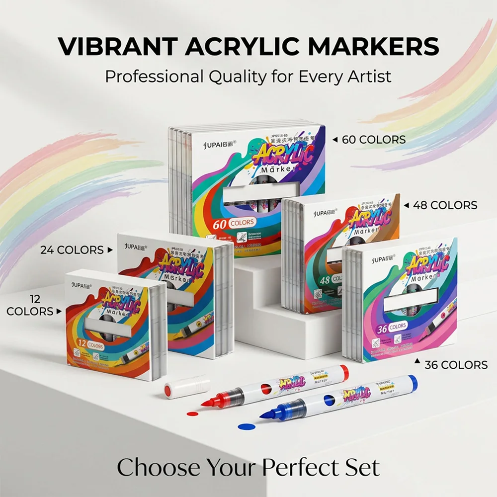 

12/24/36/48/60 Colors Acrylic Markers Set Artistic Creative Work DIY Clothing DIY Crafts Ceramic Glass School Home Art Supplies