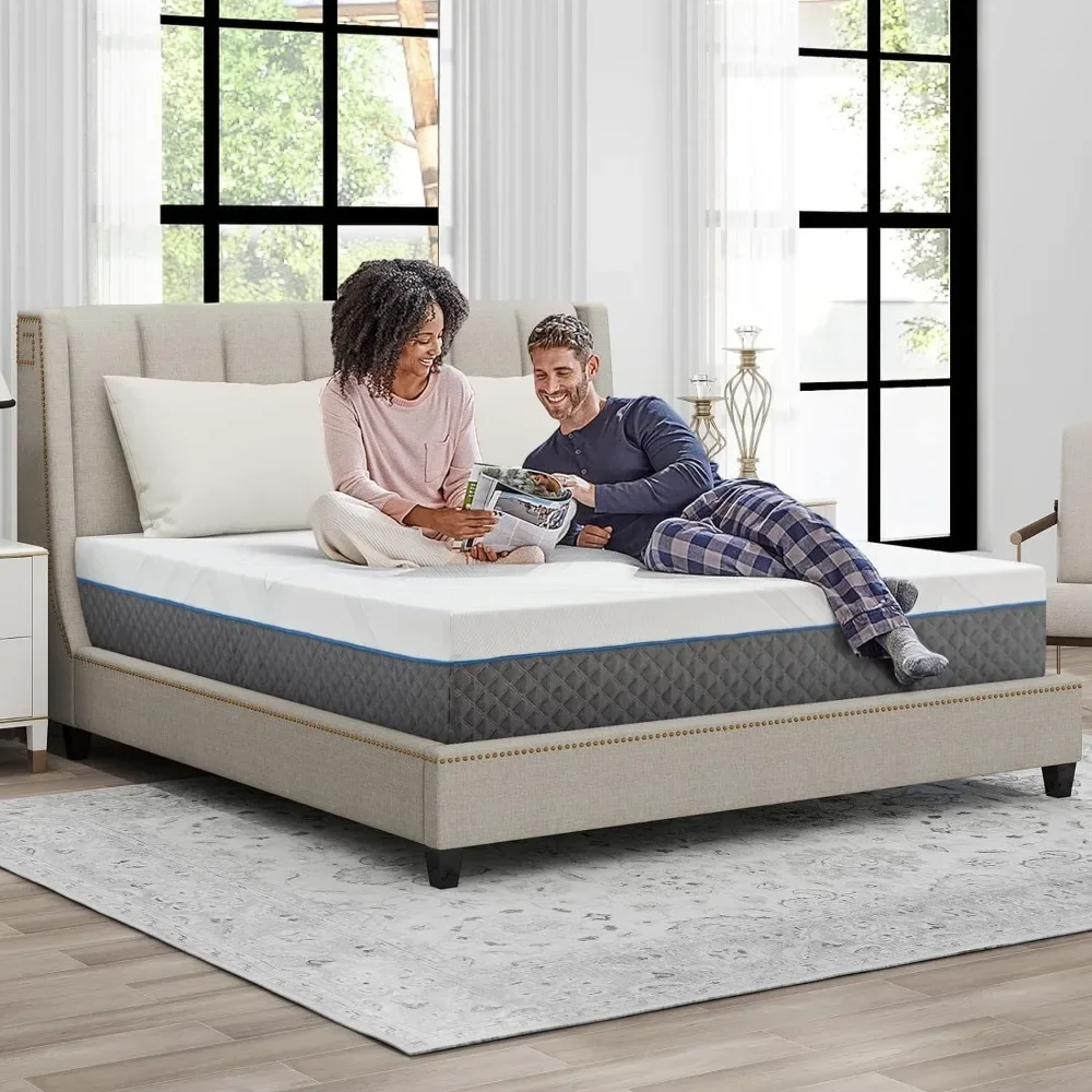 

King Mattress, 14 Inch Memory Foam Mattress for Back Pain, Cooling Gel Mattress in a Box, Made in USA, 5 Layers of Comfort