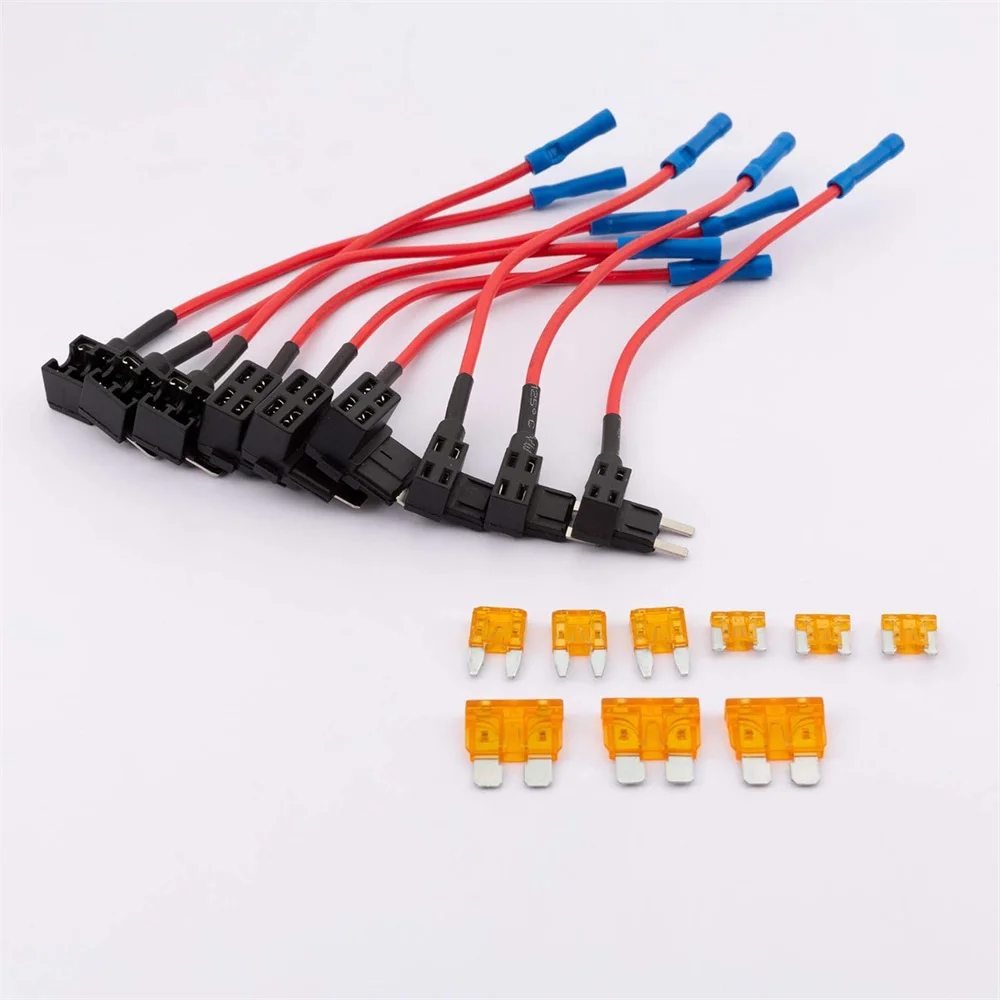 

12V Car Add-a-Circuit Fuse TAP Adapter & Fuse Kit,9 Pack Blade Fuse Holder 16 Gauge with 5A Standard Mini Low Profile Blade Fuse