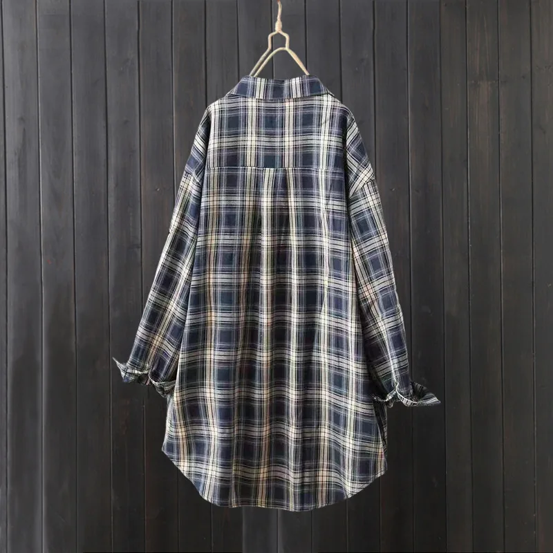Fashion Woman 2025 Stylish Women's Shirts Women's Buttoned Shirt Summer Clothes Vintage Blouse Japanese Vintage Clothing Plaid