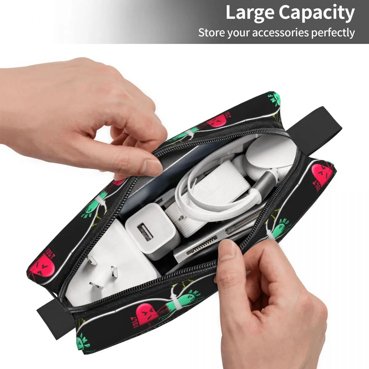 Funny Electrician Design Explains Electricity Cosmetic Bag Cute Big Capacity Engineer Makeup Case Beauty Storage Toiletry Bags