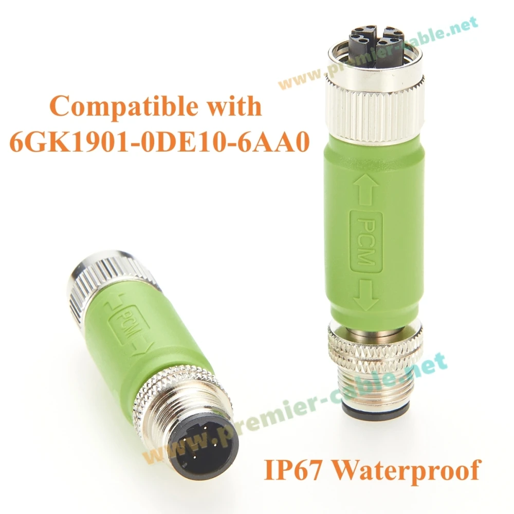 Profinet M12 D-Code Male to X-Code Female Industrial Ethernet Inline Adapter Cat5e Shielded Connector Compatible 6GK1901-0DE10-6
