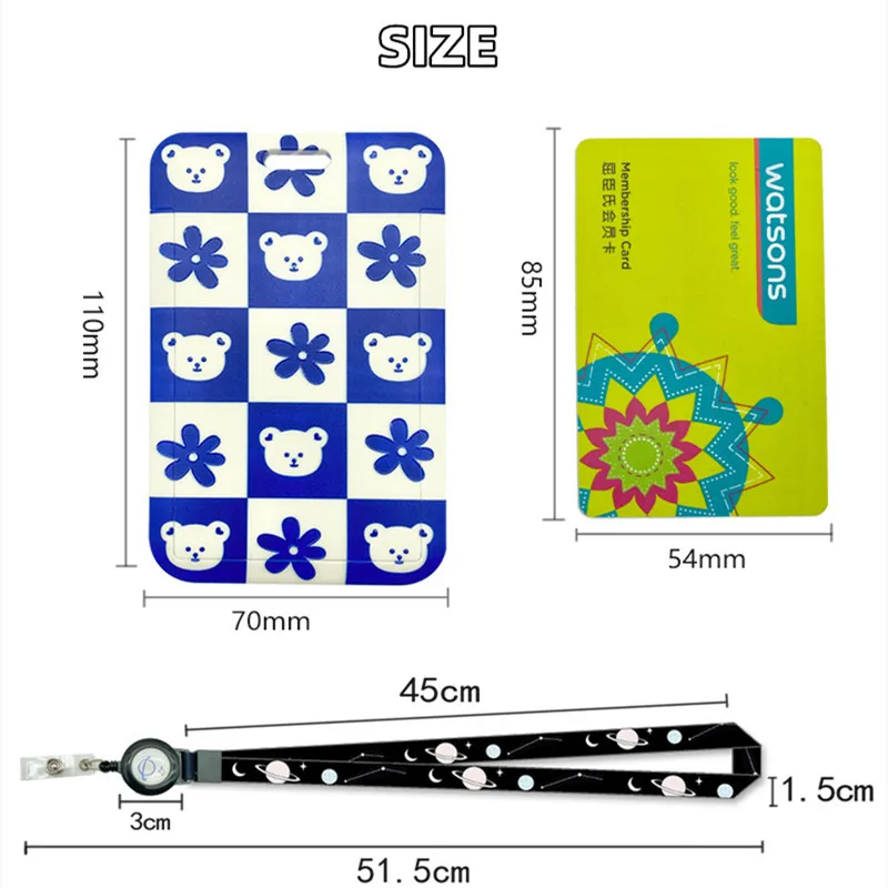 Retractable Badge Reel Klein Blue Mealcard Buscard ID Card Holder Protection Sleeve Access Control Campus Card Bag with Lanyards