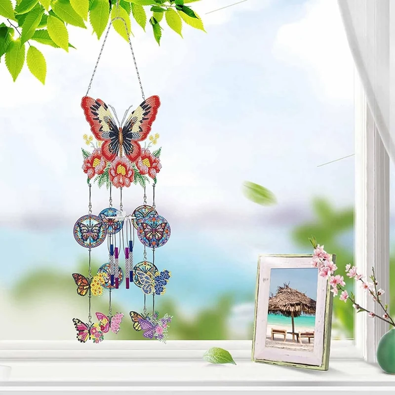 Wind Spinner DIY Dotted Painting Wind Chime Double Sided Paint Hanging Ornament For Garden Decor Wind Spinners 2 Pieces