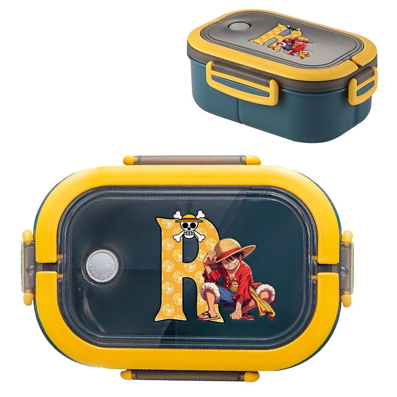 Luffy Letter A-Z Portable Kids Lunch Box Anime One Piece Compartment Bento Box for Office School Microwavable Food Container